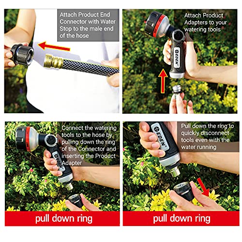Eden 94269 Heavy Duty Metal Garden Hose Quick Connect with Water Stop Set, 4 pc - Image 3