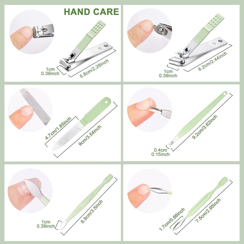 Ecocheap Manicure and Pedicure Kit 16 Tools in Mint Green Leather Case - Image 5