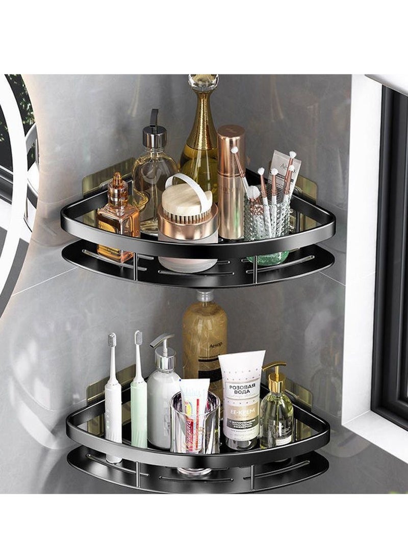2 Pack Adhesive Shower Caddy, No Drilling/Wall Mounted Shower Rack ,Space Aluminum Alloy Steel Shower Organizer for Inside Shower & Kitchen Storage  - Image 1