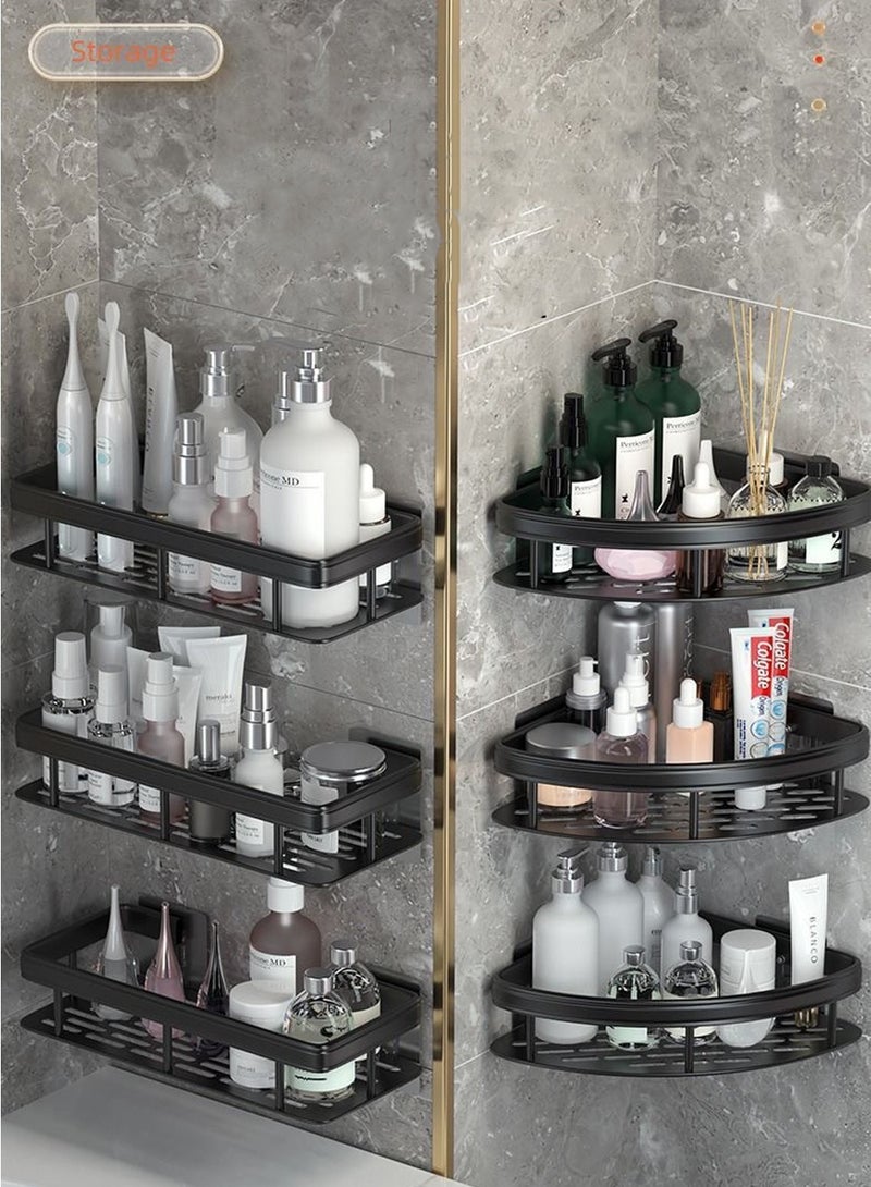 2 Pack Adhesive Shower Caddy, No Drilling/Wall Mounted Shower Rack ,Space Aluminum Alloy Steel Shower Organizer for Inside Shower & Kitchen Storage  - Image 2