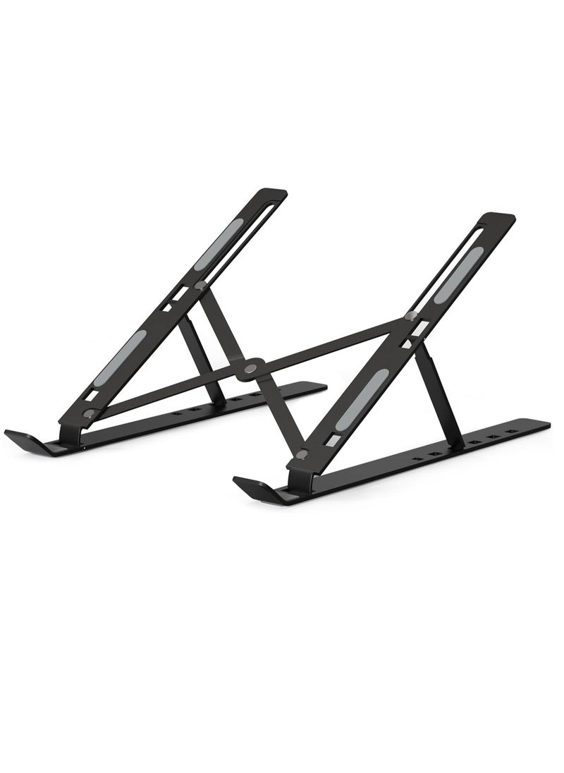 Generic Portable Adjustable Laptop Stand for iPad MacBook Desktop Notebook Pro Dell Asus Lenovo and More Folding with Cooling Vents Black Small Silicone  - Image 1