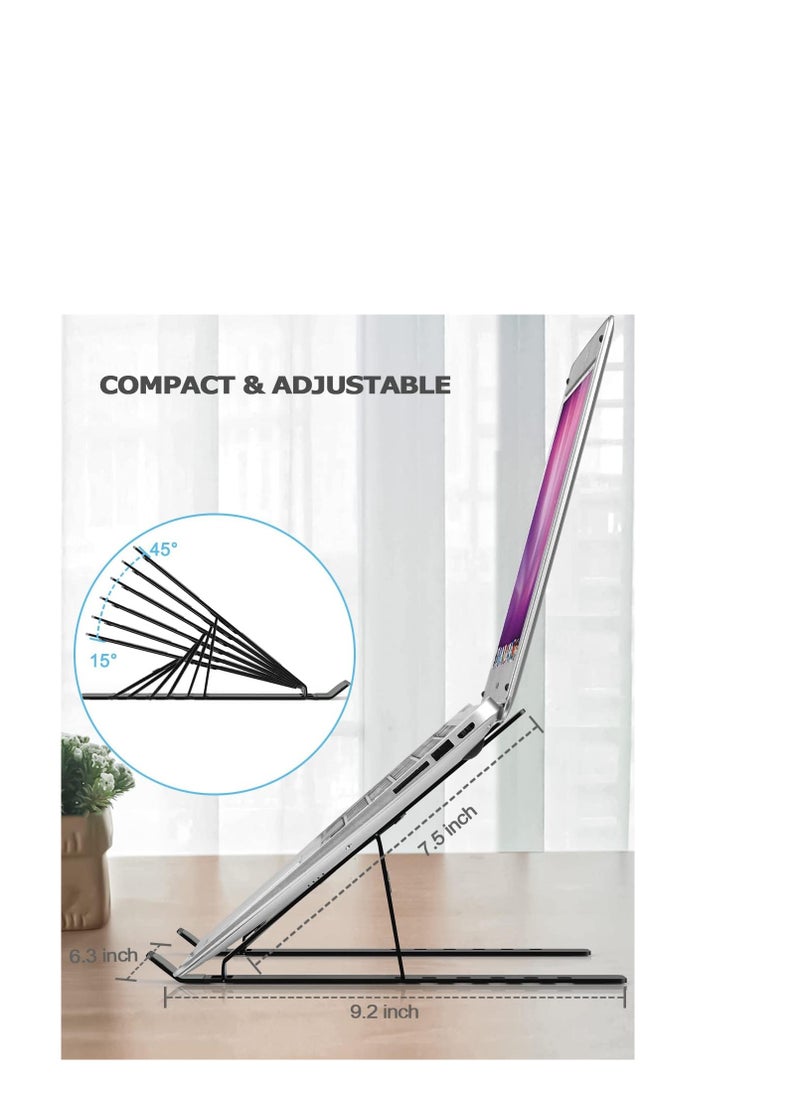 Generic Portable Adjustable Laptop Stand for iPad MacBook Desktop Notebook Pro Dell Asus Lenovo and More Folding with Cooling Vents Black Small Silicone  - Image 2
