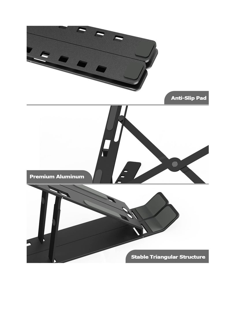 Generic Portable Adjustable Laptop Stand for iPad MacBook Desktop Notebook Pro Dell Asus Lenovo and More Folding with Cooling Vents Black Small Silicone  - Image 4