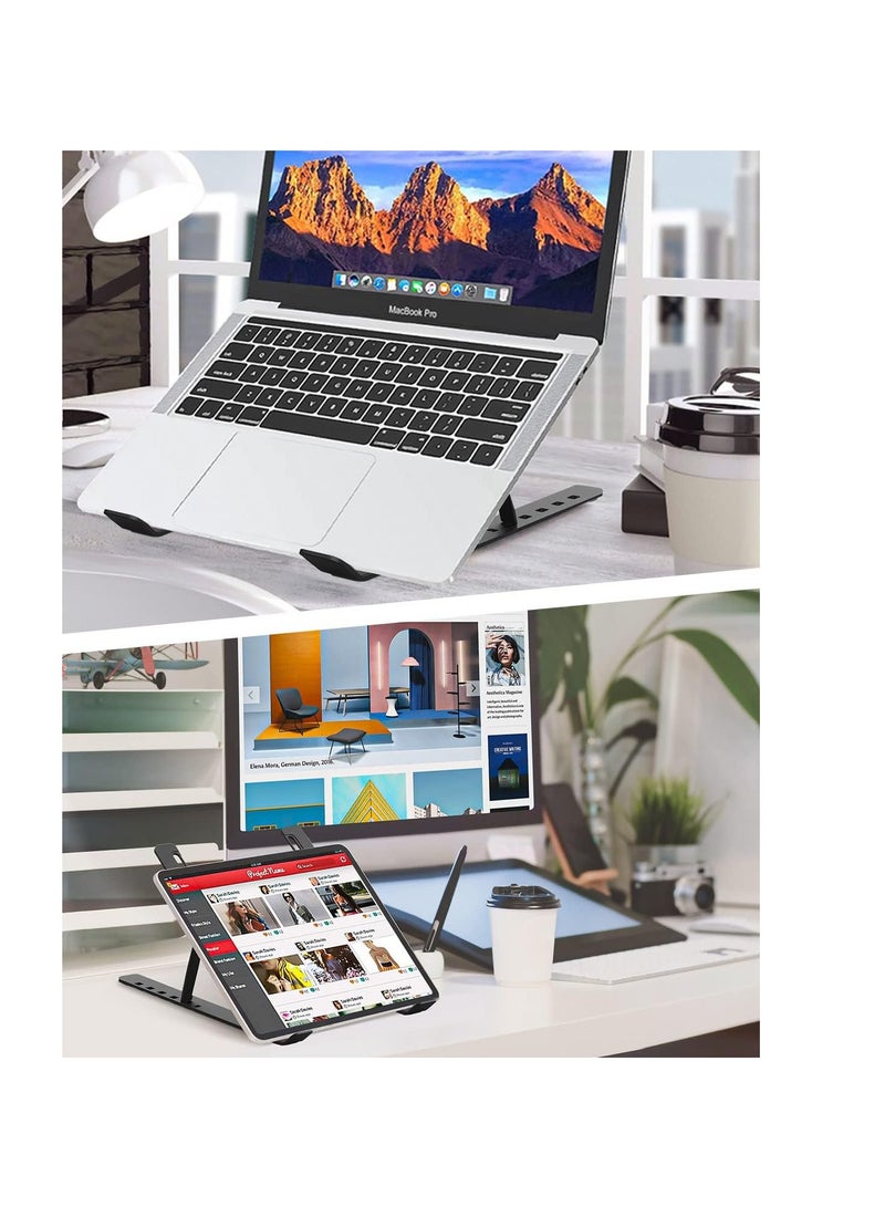 Portable Adjustable Laptop Stand for iPad MacBook Desktop Notebook Pro Dell Asus Lenovo and More Folding with Cooling Vents Black Small Silicone