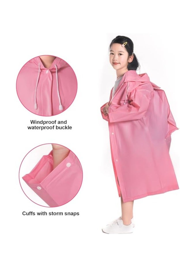 general Children's Raincoat,2pcs reusable children's poncho with hood,portable children's mackintosh,children's mackintosh with school bag cover,suitable for height 1.1-1.5m children - Image 3