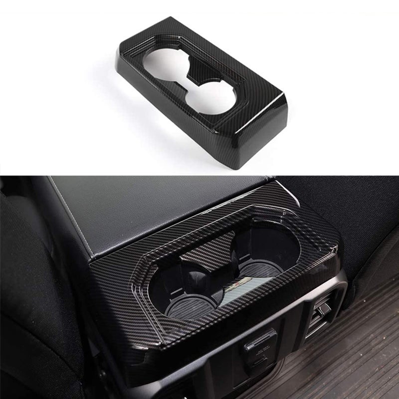 Keptrim for F150 ABS Carbon Fiber Gear Armrest Rear Cup Holder Trim for 2015 2016 2017 2018 2019 F150 for 2017 2018 F250 F3501PC