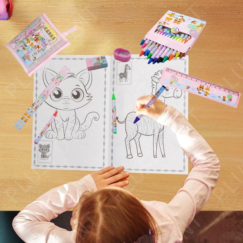 PLUSPOINT مجموعة هدايا قرطاسية عالم الحيوانات للأطفال - عبوة من 8 قطع، أدوات قرطاسية للأطفال هدية مفيدة مجموعة قرطاسية كرتونية هدية عيد ميلاد إكسسوارات مدرسية للأولاد والبنات، متعددة الألوان - Image 5