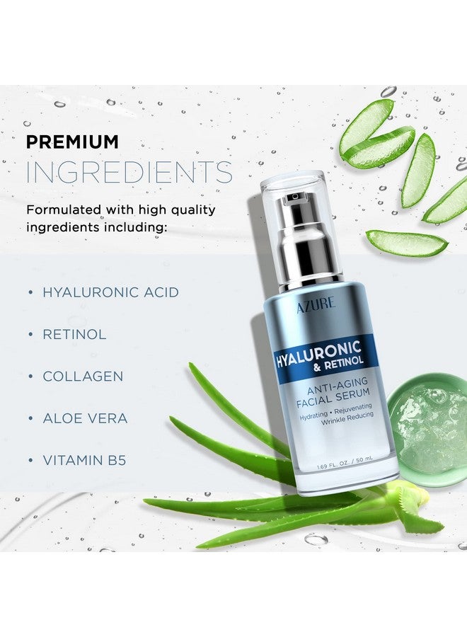 Azure Cosmetics Azure Hyaluronic & Retinol Anti Aging Facial Serum Hydrating Anti Aging & Rejuvenating Reduces Wrinkles Fine Lines & Creases Evens & Restores Skin Tone Made In Korea 50Ml - Image 2