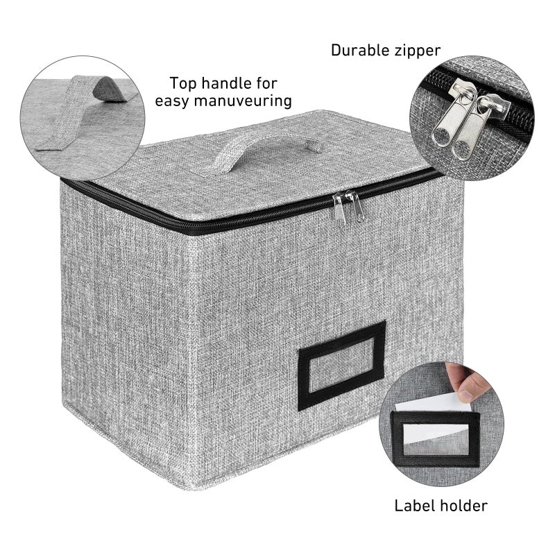 HURZMORO Wine Glass Storage Box with Dividers, Holds 6 Red or White Wine Glasses, Hard Top and Sides,6 Compartment Stemware Storage Container, Grey - Image 3