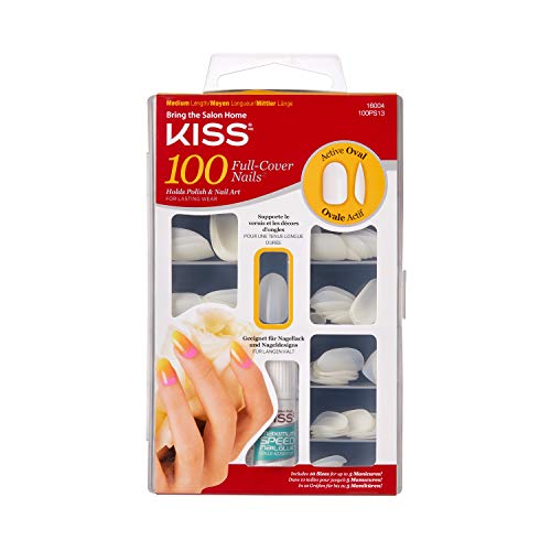 Kiss 100 Full Cover Nails Active Oval (Medium Length) (3 Pack) - Image 2