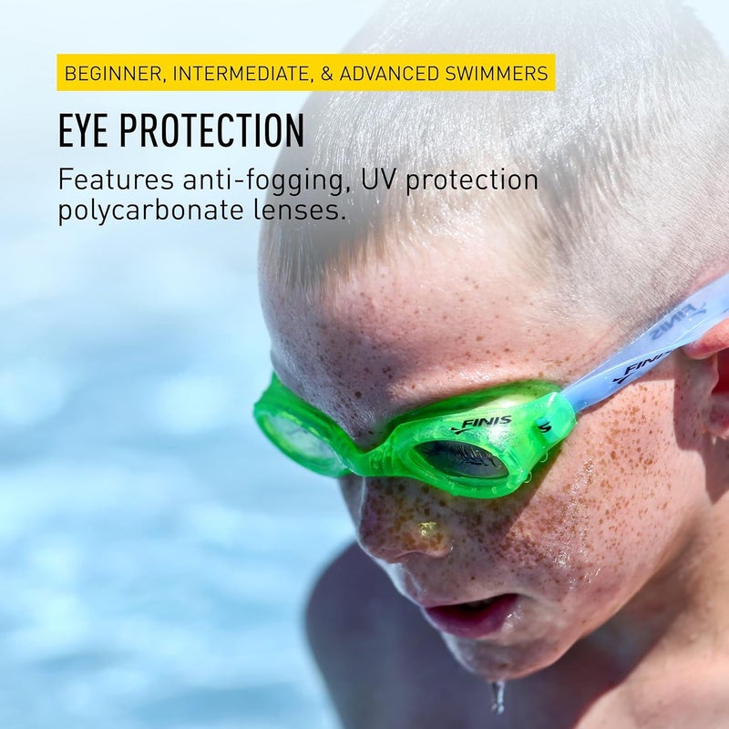 FINIS H2 Performance Swim Goggles for Kids, UV Protection, Anti-Fog, Leak-Proof, Soft Silicone Gaskets, Adjustable Strap, Green/Clear, Ages 3-6 - Image 5