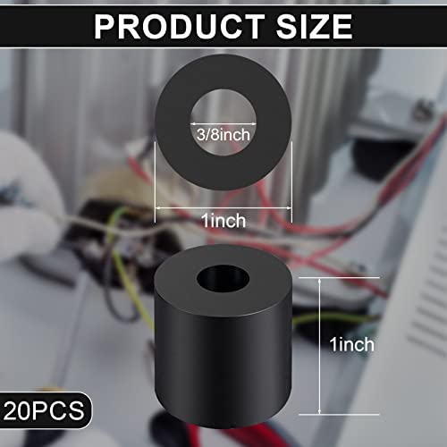 Kikerike Rubber Spacer 1 Inch OD x 3/8 Inch ID x 1 Inch Thickness Rubber Bushing Round Thick Washers Spacers Anti Vibration Neoprene Rubber Cylinder with Hole for Home Hardware Car Accessories - 10 Pcs - Image 2