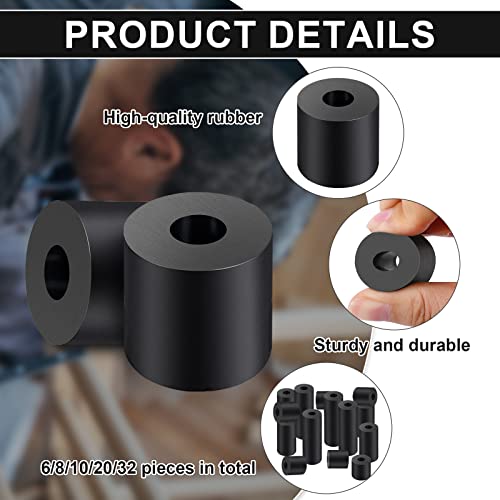 Kikerike Rubber Spacer 1 Inch OD x 3/8 Inch ID x 1 Inch Thickness Rubber Bushing Round Thick Washers Spacers Anti Vibration Neoprene Rubber Cylinder with Hole for Home Hardware Car Accessories - 10 Pcs - Image 3