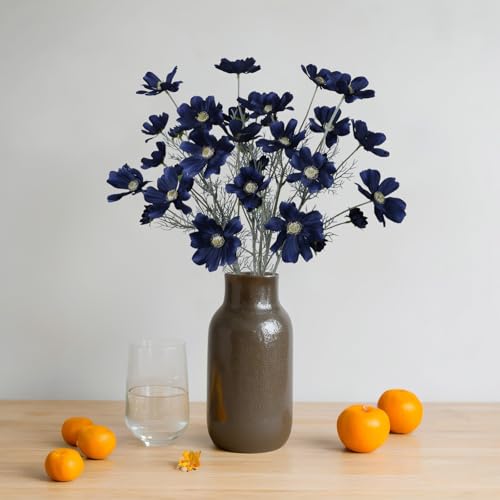 Fqueelvys 6PCS Navy Blue Silk Cosmos Flowers 24'' Wild Flowers Artificial Fake Flowers Arrangement for Wedding Party Kitchens Home Decoration(Navy Blue) - Image 5