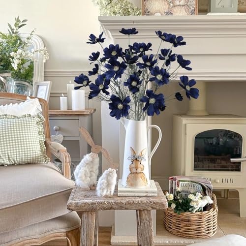 Fqueelvys 6PCS Navy Blue Silk Cosmos Flowers 24'' Wild Flowers Artificial Fake Flowers Arrangement for Wedding Party Kitchens Home Decoration(Navy Blue) - Image 2