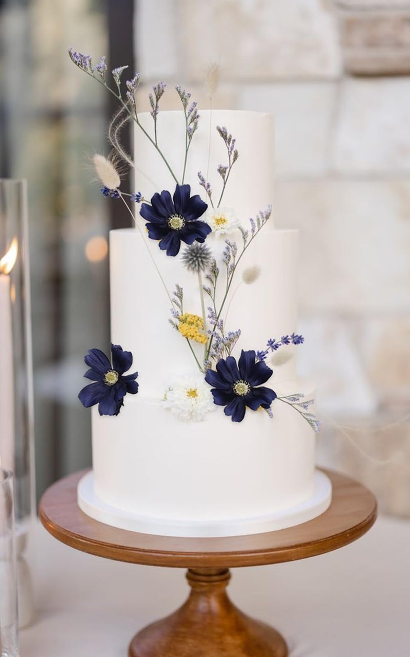 Fqueelvys 6PCS Navy Blue Silk Cosmos Flowers 24'' Wild Flowers Artificial Fake Flowers Arrangement for Wedding Party Kitchens Home Decoration(Navy Blue) - Image 4