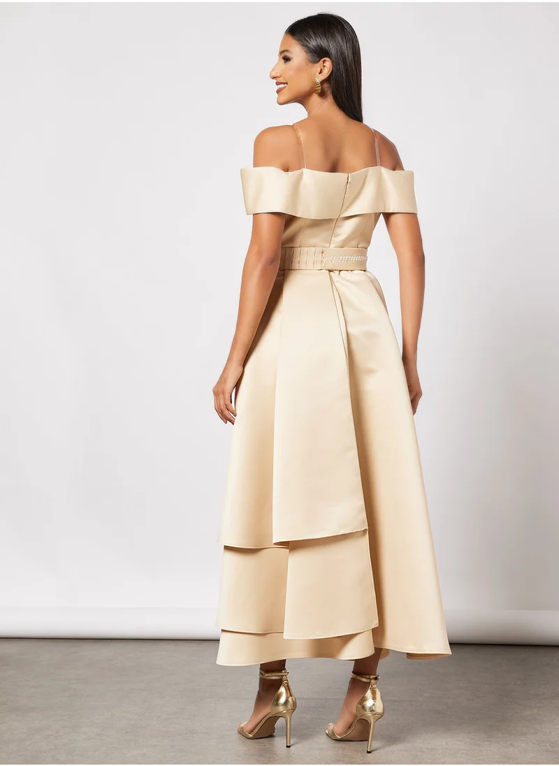 Zoey Layered Strapless Satin Dress