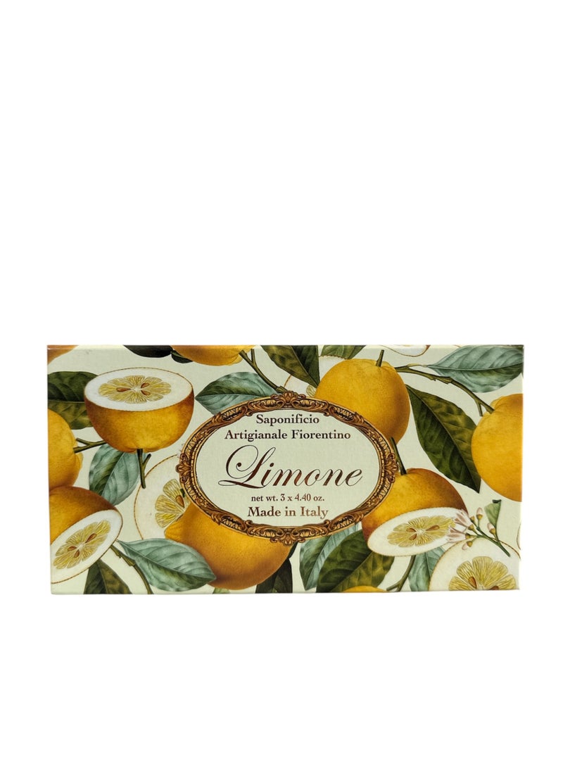 SAPONIFICIO ARTIGIANALE FIORENTINO Lemon Scent Soap Set (3 x 125g) - Image 2