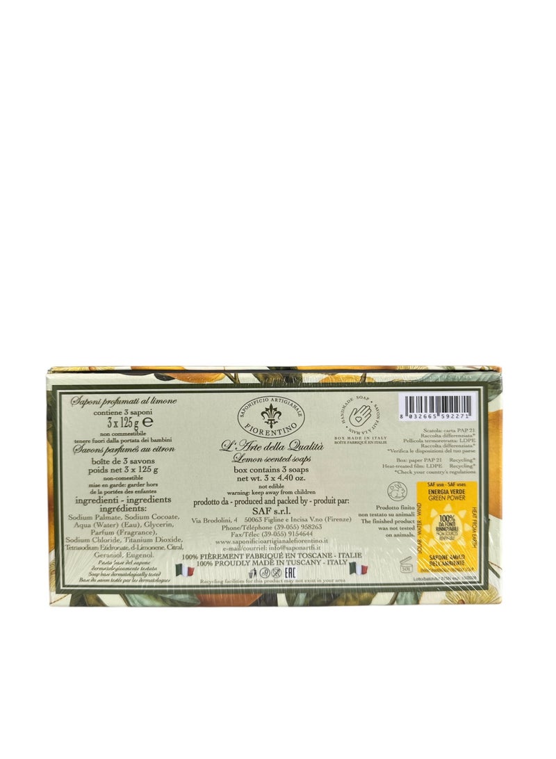 SAPONIFICIO ARTIGIANALE FIORENTINO Lemon Scent Soap Set (3 x 125g) - Image 3