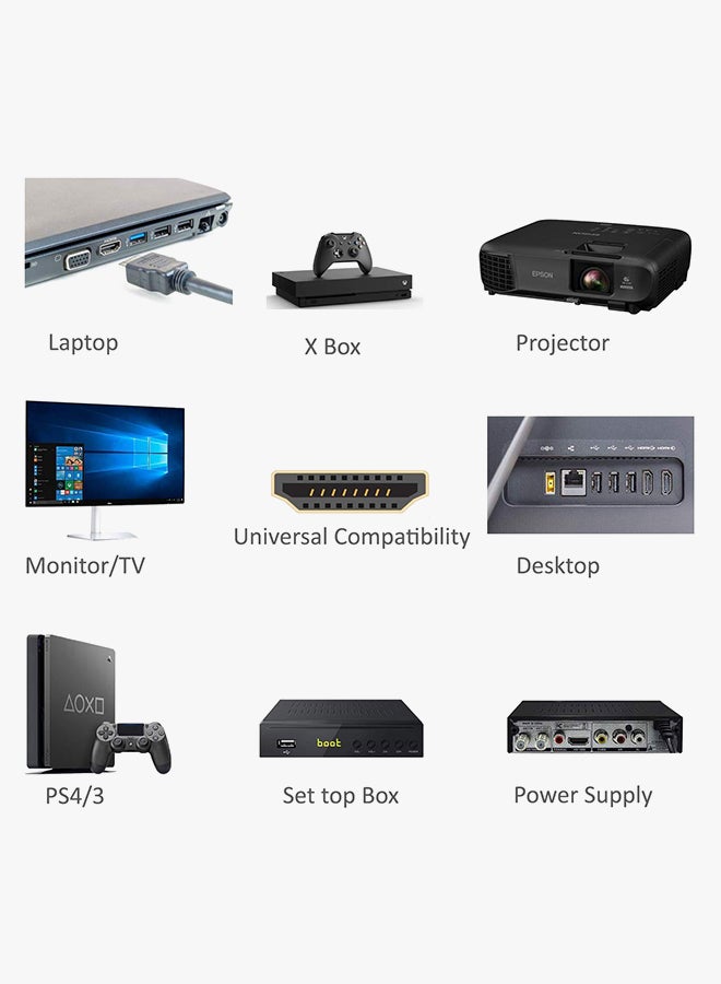 UK بلس كابل HDMI عالي السرعة مع سلك مجدول من النايلون يدعم الإيثرنت أسود/أحمر - Image 5