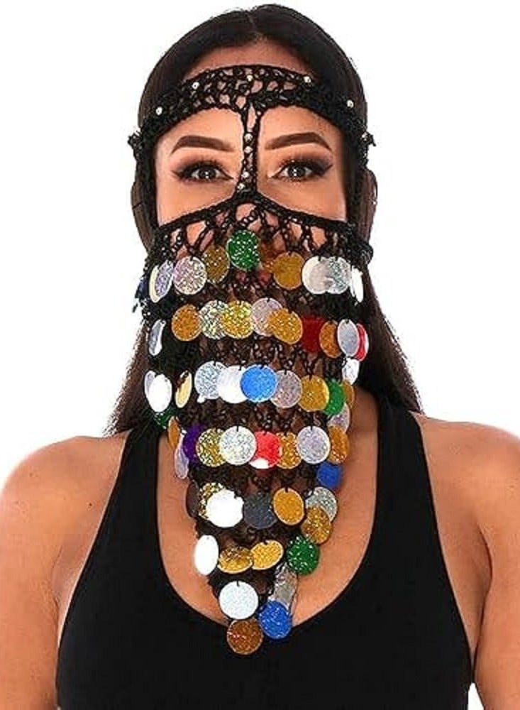 Headwear For Belly Dance Egyptian Face Mask Triangle Crochet Face Veil 