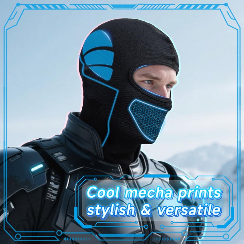 SPTSLFB Mech-Style Ski & Motorcycle Mask-Windproof Balaclava, Full Face with Vent Holes, Helmet-Friendly, Unisex for Skiing & Riding Dark Gray - Image 4