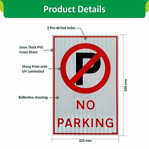 Clickforsign Reflective No Parking Sign for Outdoor Gates and Pole(Medium) X(2 Pack) - Image 2