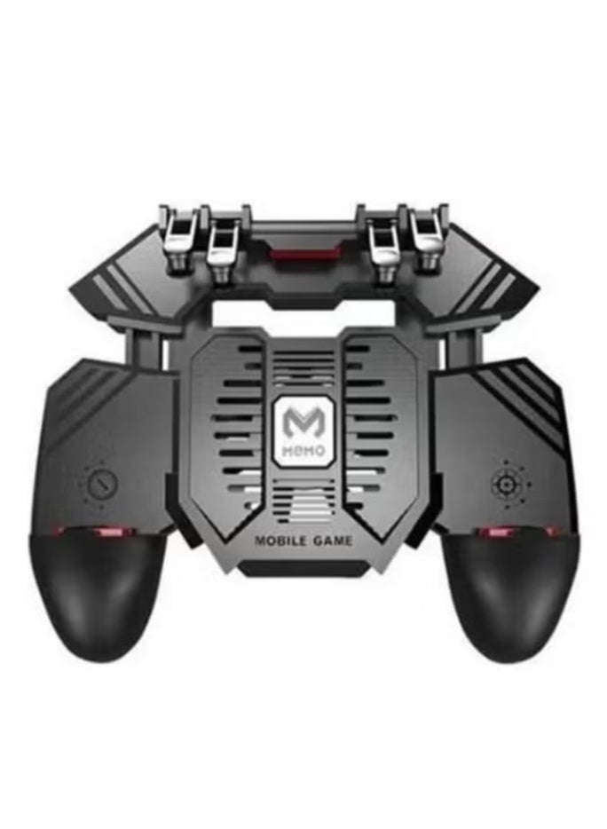 Memo AK-77 6-Finger Mobile Gaming Controller – Ergonomic Gamepad with Silent Cooling Fan, 1200mAh Rechargeable Battery, Fast Response Triggers for PUBG, Call of Duty & Mobile Games - Image 1