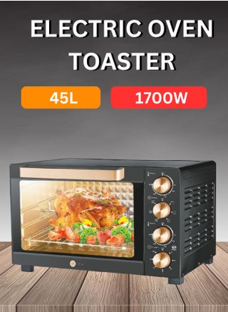 AFRA Electric Oven Toaster, 45L, 2800w Convection Rotisserie & Oven Lamp, 4 Knobs Tray, Rack, Handle, 7-Functions control, Adjustable Thermostat 70 to 250C, AF-4517OTBK, 2-Year Warranty - pzsku/ZF8FDF01E3555626B1BBEZ/45/_/1738676618/355247d7-0cba-4306-aa29-bf7dd490369b