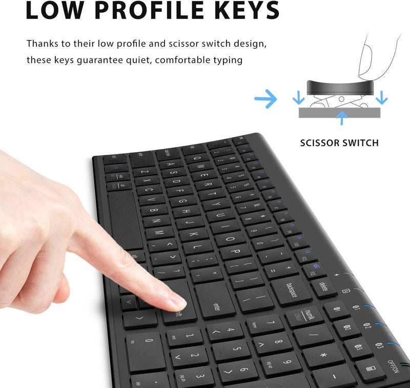 iClever BK10 Bluetooth Keyboard, Universal Bluetooth 5.1 Wireless Keyboard with Number Pad, Ergonomic Design, Multi-Device Compatibility, Stable Connection for Mac, iPad, iPhone, Android, Windows - Image 5