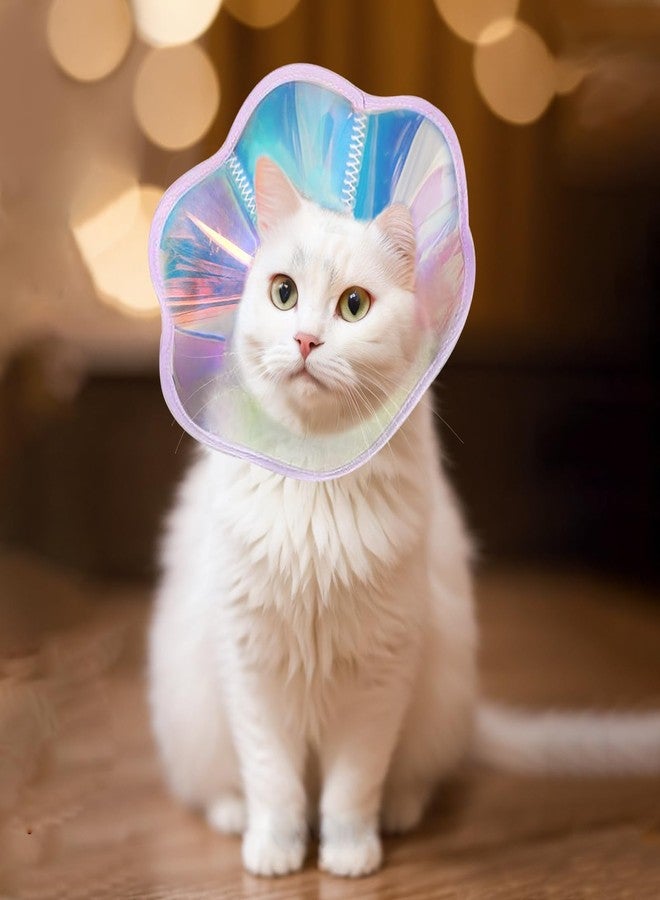 Andiker Cat Cone Collar, Laser Folding Elizabeth Collar for Dogs and Cats to Stop Licking Scratching Wounds Soft Lightweight Waterproof Cat Recovery Collar After Surgery (Purple, S) - Image 5