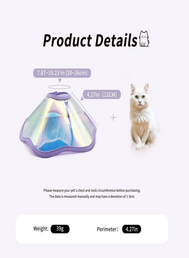 Andiker Cat Cone Collar, Laser Folding Elizabeth Collar for Dogs and Cats to Stop Licking Scratching Wounds Soft Lightweight Waterproof Cat Recovery Collar After Surgery (Purple, S) - Image 2