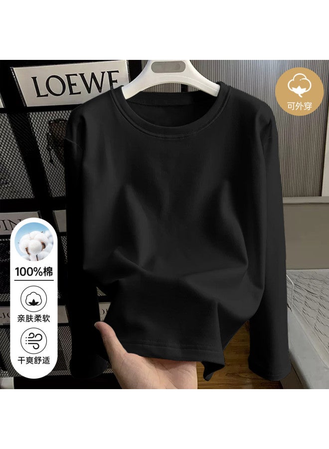 LANG SHA Loose Fit Plus Size Women'S Long Sleeve Round Neck T-Shirt Solid Color Basic Tee Women - Image 2