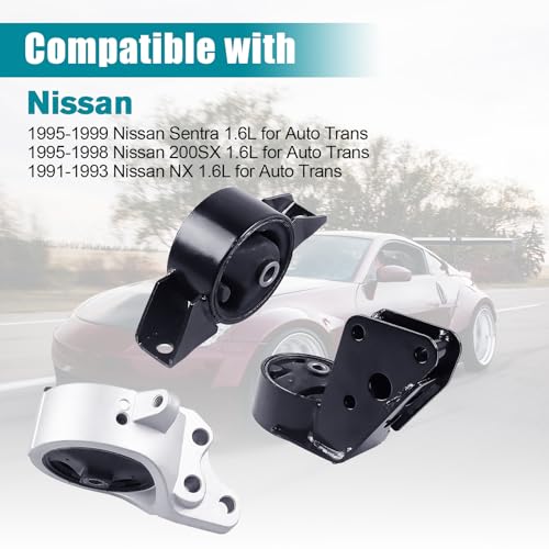 BEBLEPANY Engine Motor Transmission Mount Kit 3pcs Compatible with Fits 19951999 Nissan Sentra 19951998 200SX Replace A6324 A6379 A6398 - Image 3