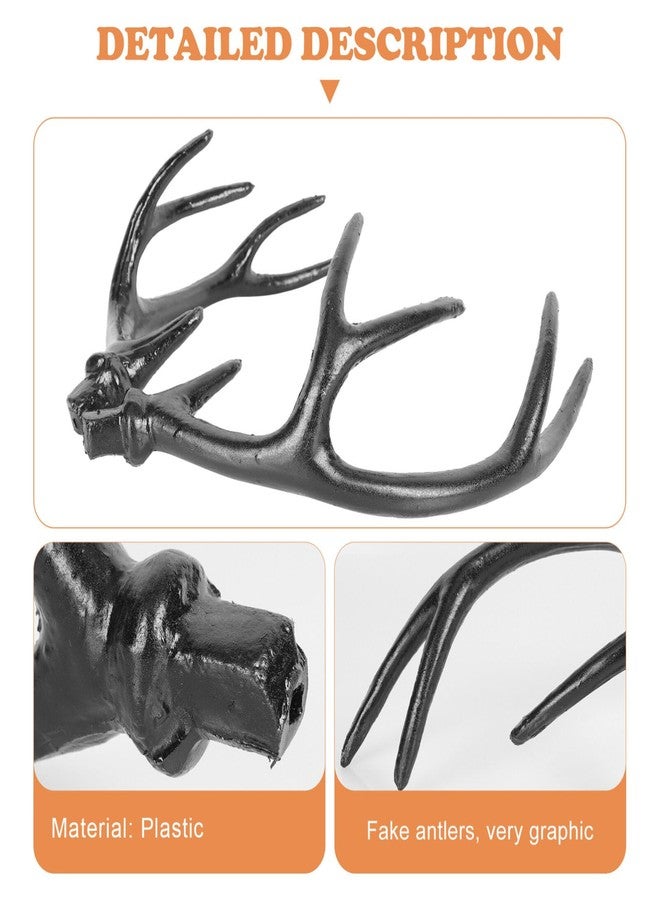 Sewroro 1pair Simulation Plastic Artificial Deer Antlers Branch Fake Reindeer Antlers Headband Cosplay Headdress DIY Ornament Black - Image 4