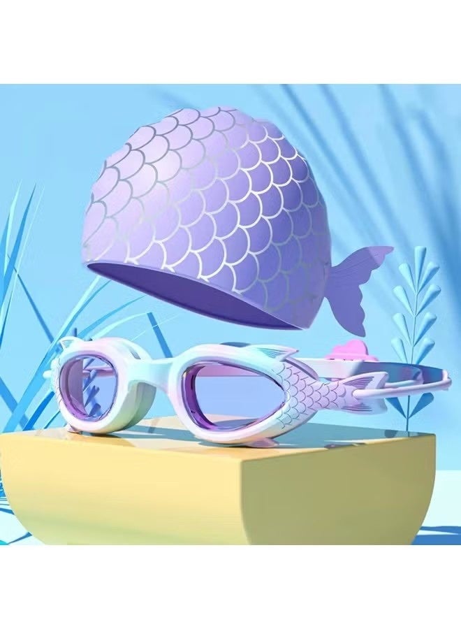 YUKE Kids Swim Cap and Swimming Goggles For Girls Boys(Age 6-14) - Image 1