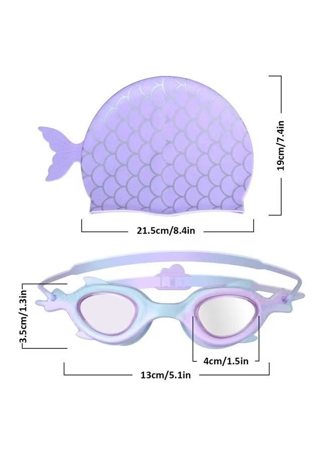 YUKE Kids Swim Cap and Swimming Goggles For Girls Boys(Age 6-14) - Image 3