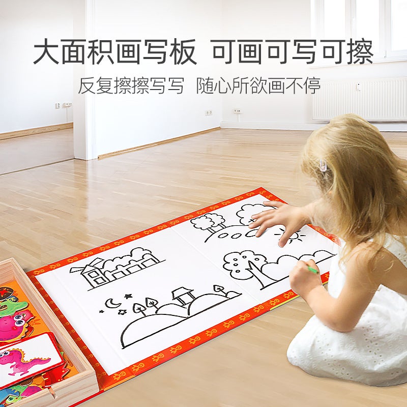 Wooden Balls Kidsren'S Wooden Puzzle Magnetic Animal Drawing Board Educational Learning Toy Puzzle Magnetic Puzzle - Image 5