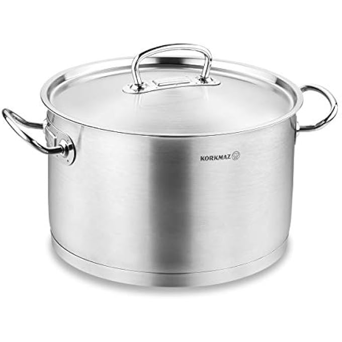 Korkmaz Proline TriPly Bottom Stainless Steel Casserole 28X17 Cm  102 L  Sandwich Bottom Induction Compatible Cooking Pot With High Profile Lid And Handles  Silver  Ka1163 - Image 2