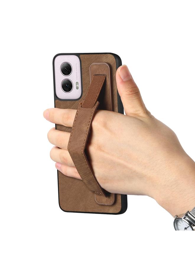 اس-توب جراب خلفي من الجلد لهاتف موتورولا موتو جي باور 5 جي 2024 مع حامل سوار معصم بتصميم كلاسيكي - Image 2