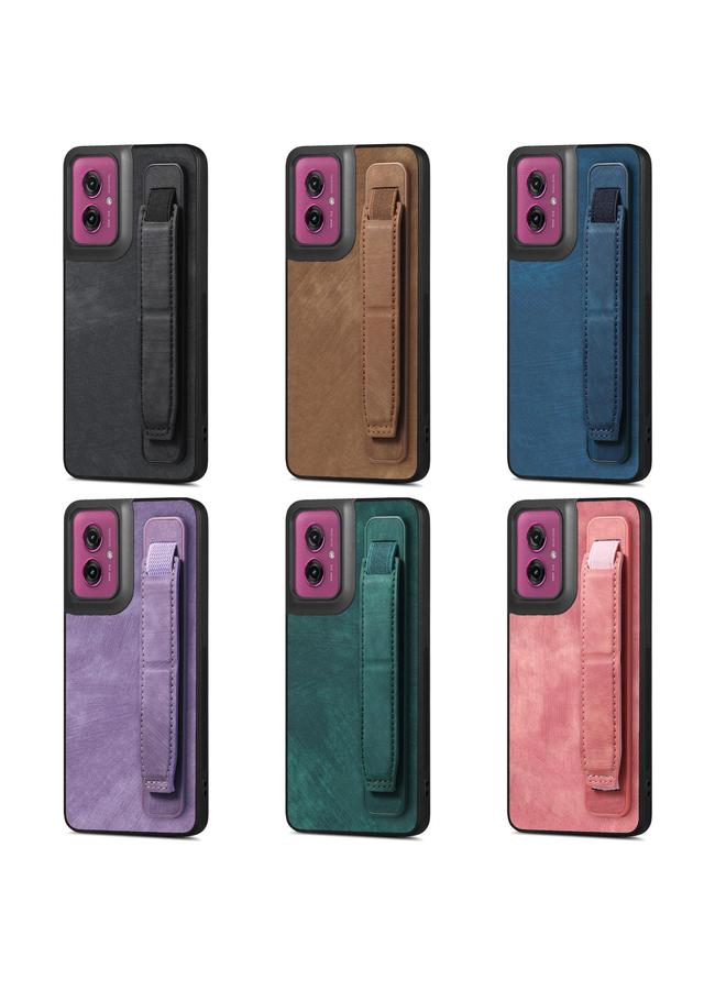 اس-توب جراب خلفي من الجلد لهاتف موتورولا موتو جي باور 5 جي 2024 مع حامل سوار معصم بتصميم كلاسيكي - Image 5