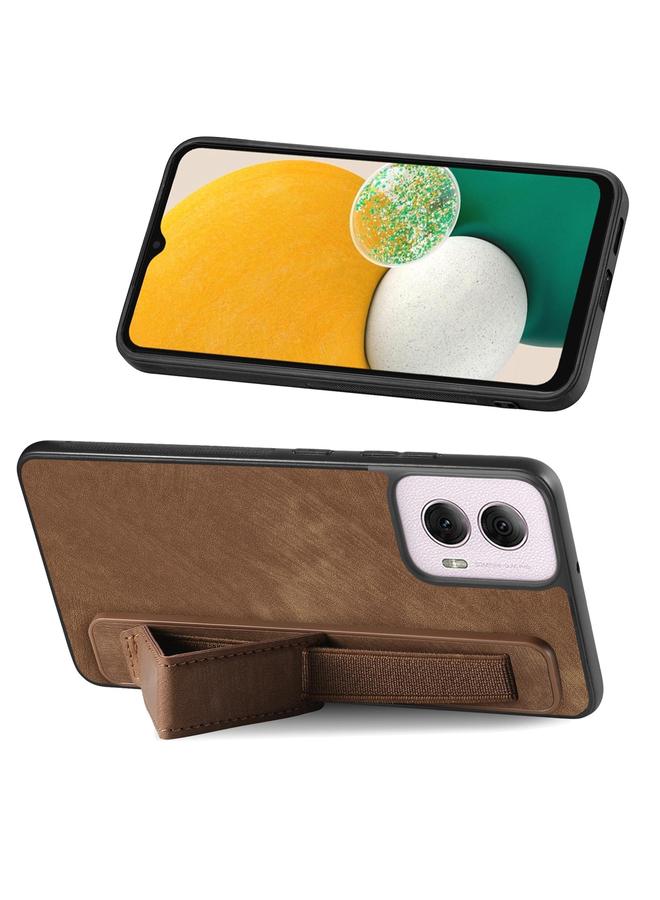 اس-توب جراب خلفي من الجلد لهاتف موتورولا موتو جي باور 5 جي 2024 مع حامل سوار معصم بتصميم كلاسيكي - Image 3