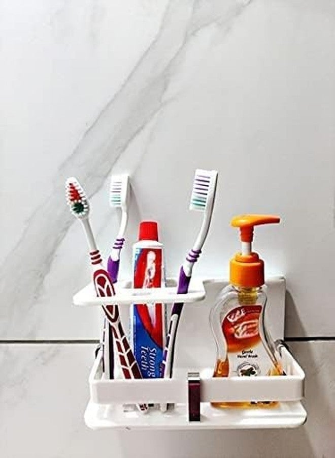 Bonsenkitchen Wall Mounted self Adhesive Acrylic Tooth Toothbrush Holder for Bathroom,Toothbrush Tumbler,Toothpaste for Bathroom Stand 8 in x (White) - Image 2