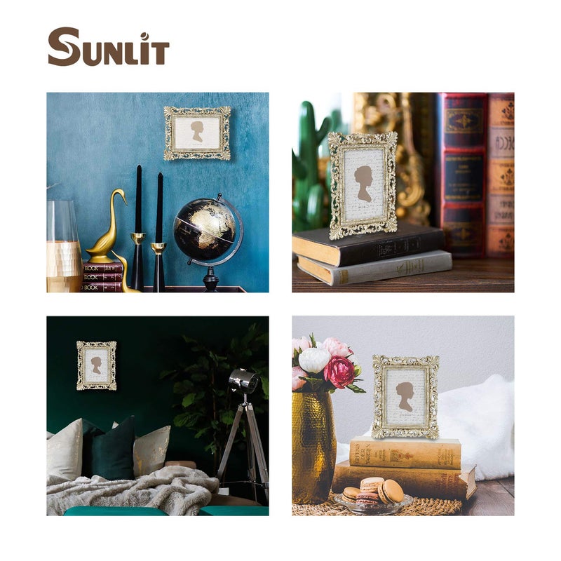 Sunlit Vintage Picture Frame 5x7 Inch  Luxury Antique Photo Frames with Glass Front  Photo Display  Tabletop Wall Hanging  Gift Ideas  Antique Gold Silver - Image 4