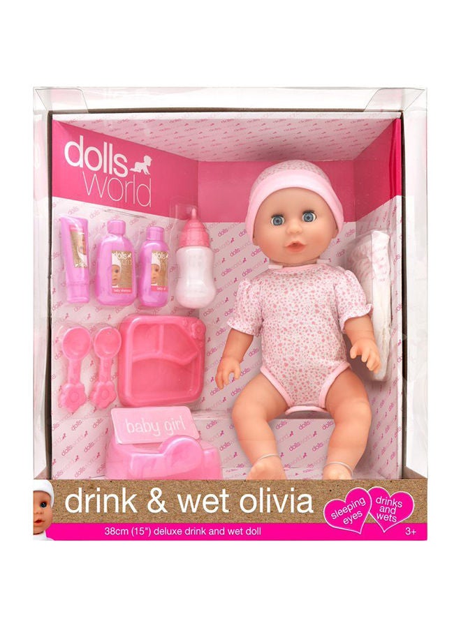 dolls world دمية أوليفيا الفاخرة 38 سم (15 بوصة) للشرب والبلل - Image 1