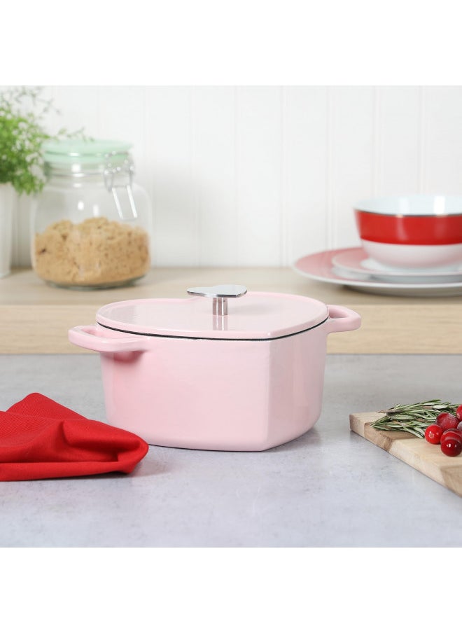 Martha stewart - Martha Stewart Heart Shaped 2-Quart Enamel Cast Iron Dutch Oven - Pink - Image 1