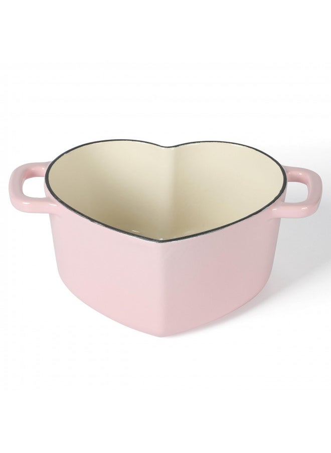 Martha stewart - Martha Stewart Heart Shaped 2-Quart Enamel Cast Iron Dutch Oven - Pink - Image 1