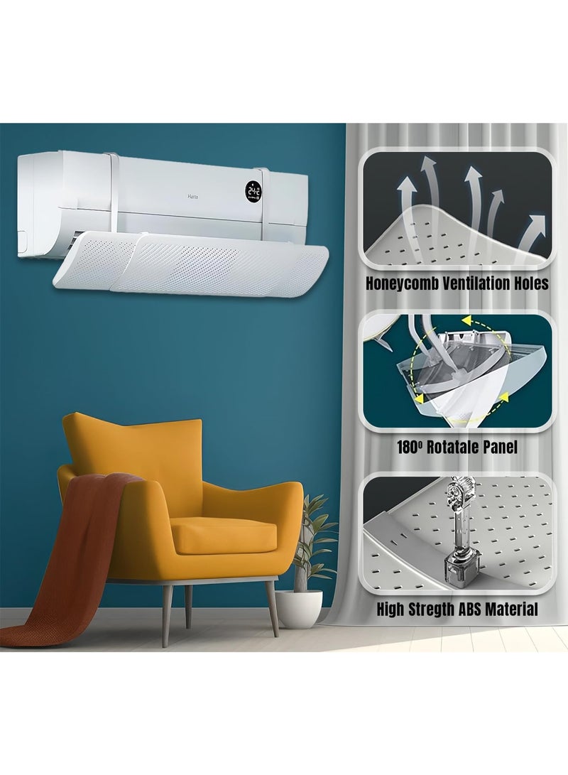 واقي هواء المكيف القابل للتعديل – موزع تدفق الهواء البارد بزاوية دوران 180°، درع مكيف قابل للتمديد (58–95 سم) – حماية من الهواء المباشر للمنزل والمكتب - Image 3