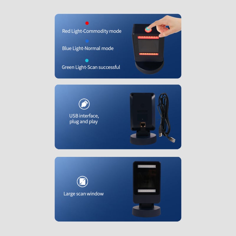 Barcode Scanner: 1/120s Scanning Speed Large Wide Angle Design - Plug And Play USB Interface Image Scanning for Retail Checkout & Warehouse Inventory - Image 3