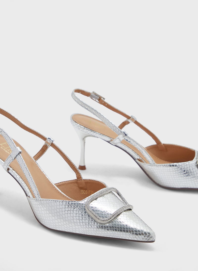 ايلا حذاء بكعب مدبب بحزام خلفي - Image 4